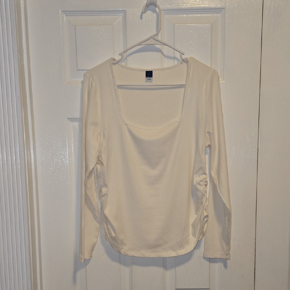 Women's OLD NAVY Cream Long Sleeve Top